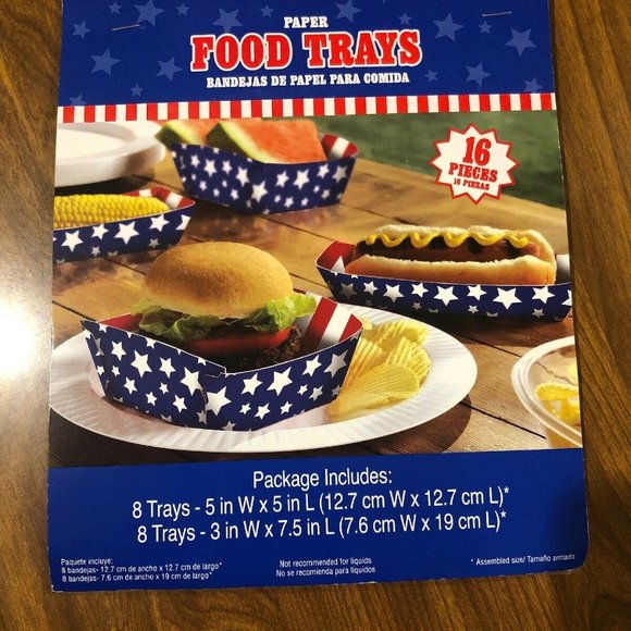Patriotic Red White And Blue Paper Food Trays 16 - Picture 2 of 3